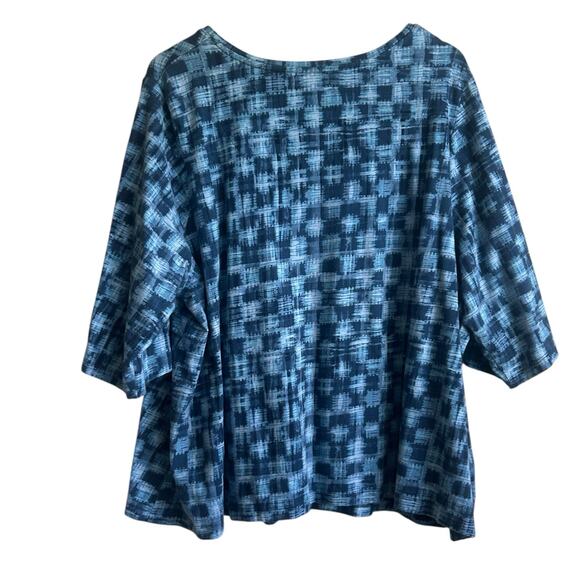 Catherines Women Top‎ 2X Petite Blue Abstract Casual Whimsy Mature Office Travel - Picture 3 of 8
